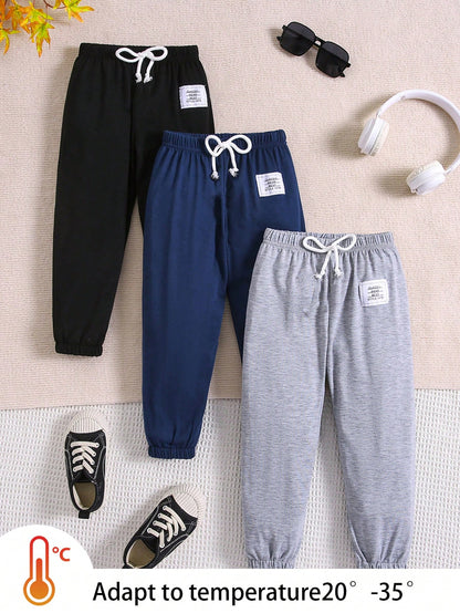 Young Boy 2-7 Years Old 3Pcs Tie Waist Casual Sport Pants for Spring, Summer and Fall