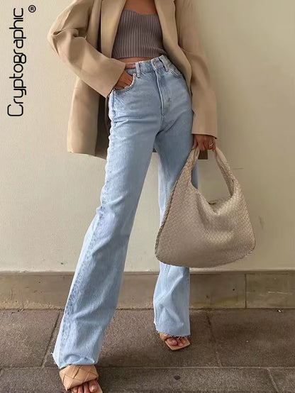 Casual Fashion Straight Leg Women'S Jeans Denim Bottom Harajuku Boyfriend Long High Waist Baggy Jeans Fall Pants