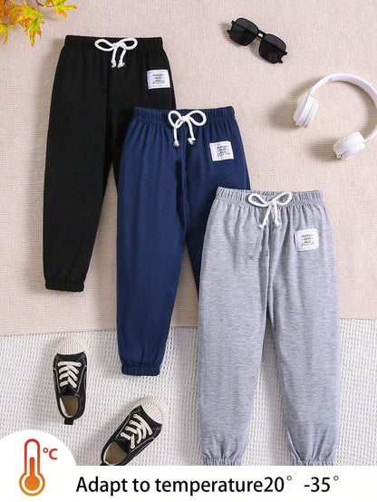 Young Boy 2-7 Years Old 3Pcs Tie Waist Casual Sport Pants for Spring, Summer and Fall