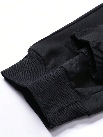 Men'S Casual Sports Drawstring Waist & Leg Jogger Sweatpants with Letter Print, Spring