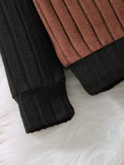 SHEIN Tween Boy Colorblock Letter Patched Detail Sweatshirt & Sweatpants