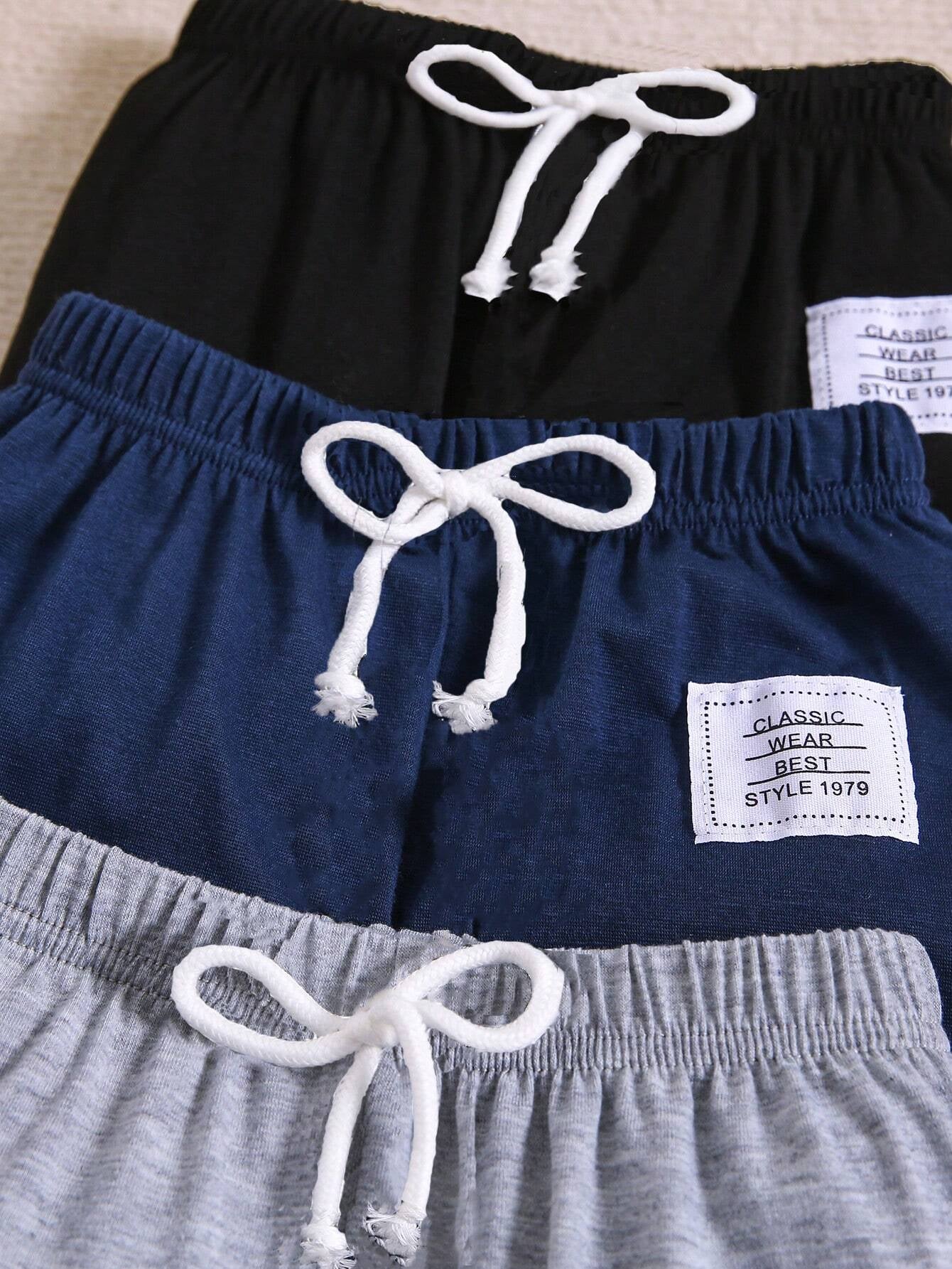 Young Boy 2-7 Years Old 3Pcs Tie Waist Casual Sport Pants for Spring, Summer and Fall