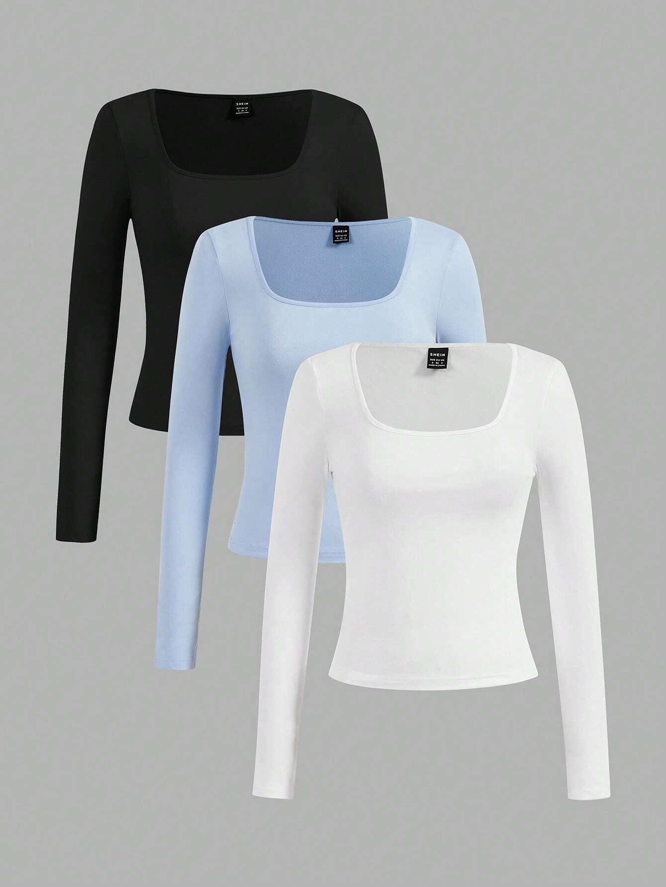 SHEIN Ezwear 3Pcs round Neck Short Sleeve Cropped Casual T-Shirts for Women, Summer Suitable for Going Out