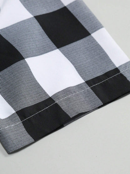 Manfinity Homme Men'S Plaid Urban Colorful Short Sleeve Shirt, for Husband