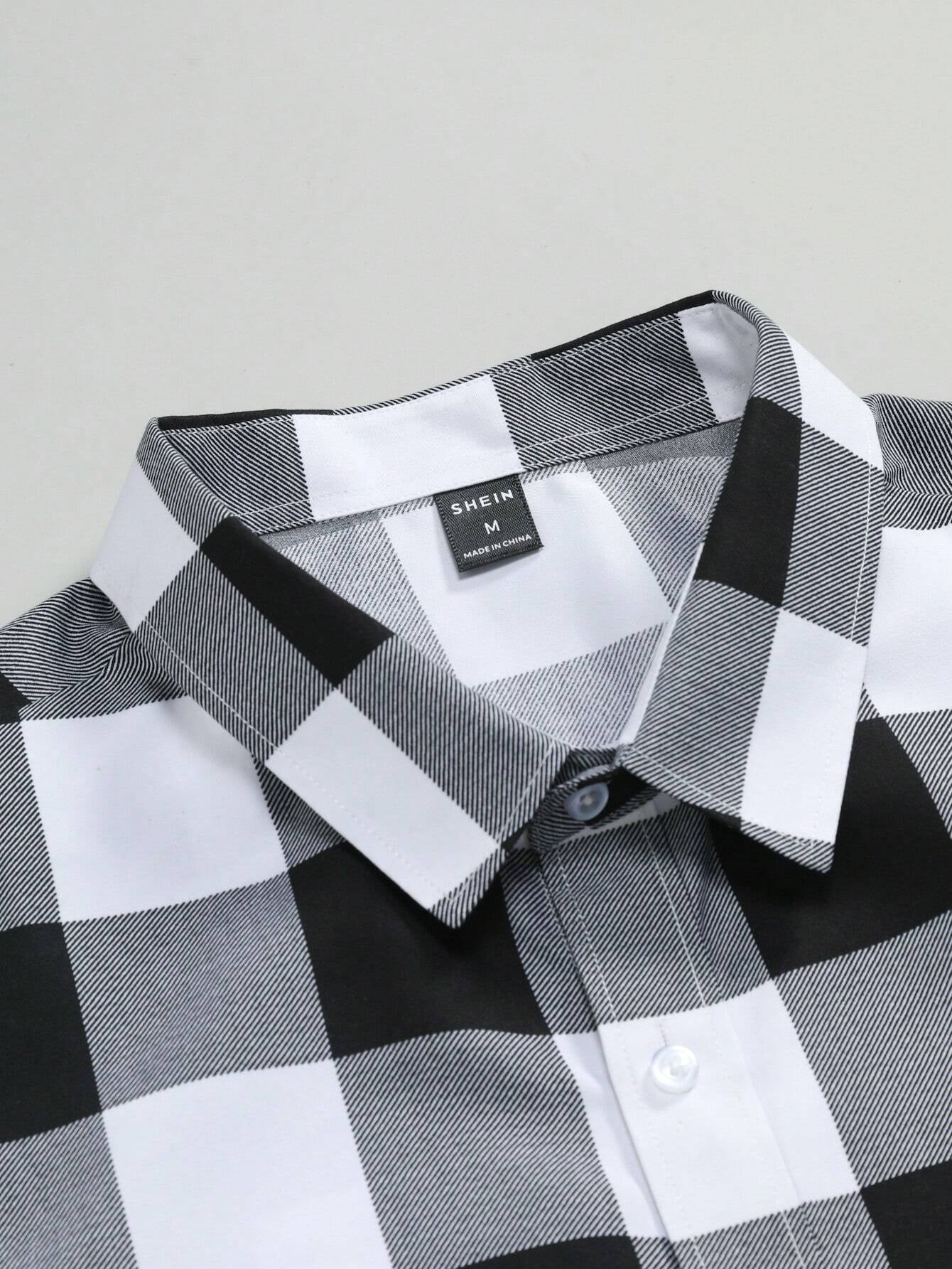 Manfinity Homme Men'S Plaid Urban Colorful Short Sleeve Shirt, for Husband