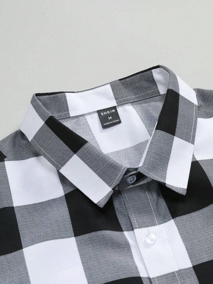 Manfinity Homme Men'S Plaid Urban Colorful Short Sleeve Shirt, for Husband