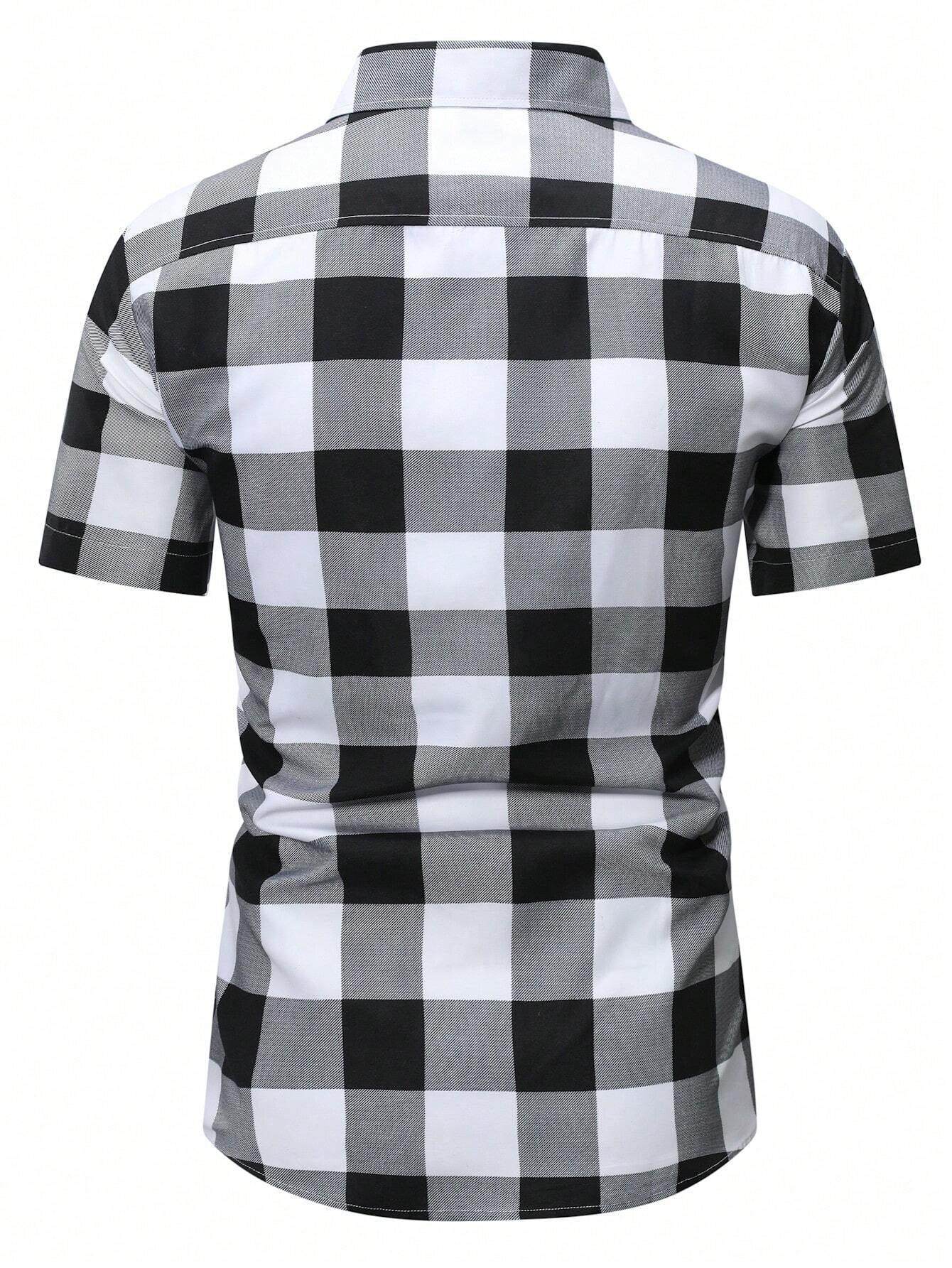 Manfinity Homme Men'S Plaid Urban Colorful Short Sleeve Shirt, for Husband
