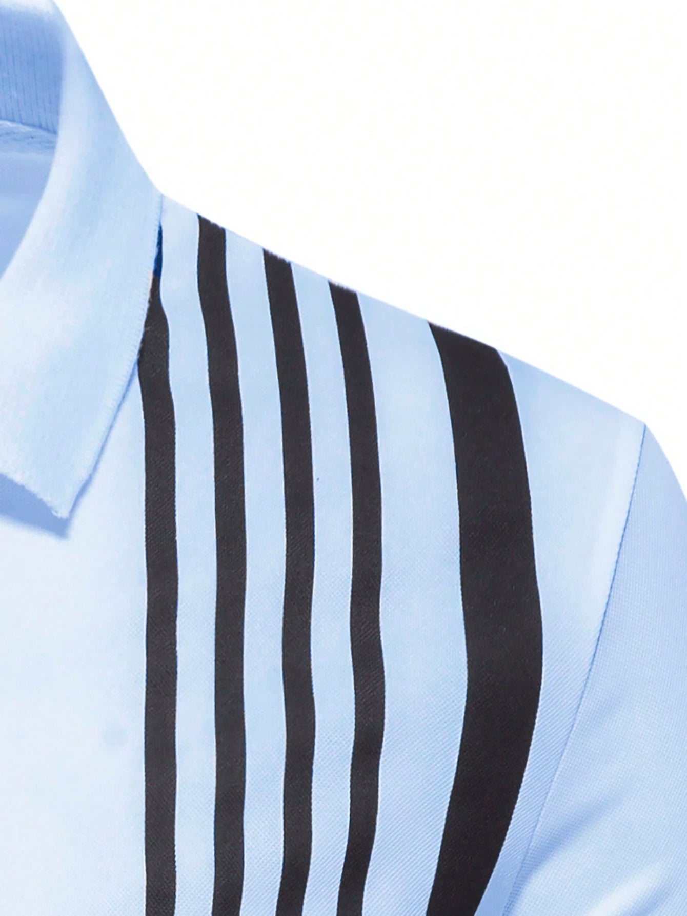 Manfinity Homme Men Striped Print Polo Shirt, Polo Shirts for Men Long Sleeve, Golf Shirt for Men, Rugby Long Sleeve for Men