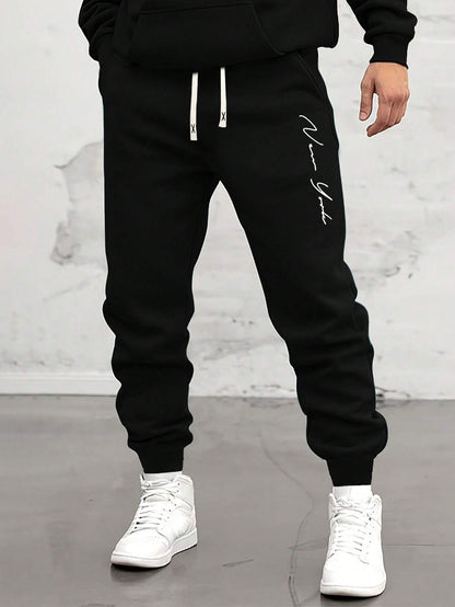 Men'S Casual Sports Drawstring Waist & Leg Jogger Sweatpants with Letter Print, Spring