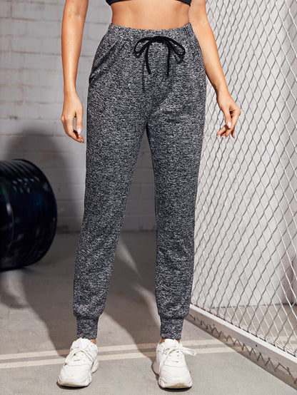 SHEIN Essnce Marbled Knit Drawstring Waist Joggers