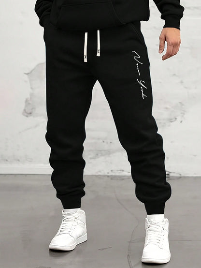 Men'S Casual Sports Drawstring Waist & Leg Jogger Sweatpants with Letter Print, Spring