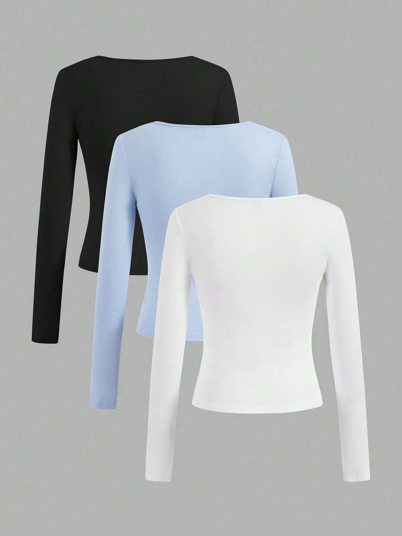 SHEIN Ezwear 3Pcs round Neck Short Sleeve Cropped Casual T-Shirts for Women, Summer Suitable for Going Out