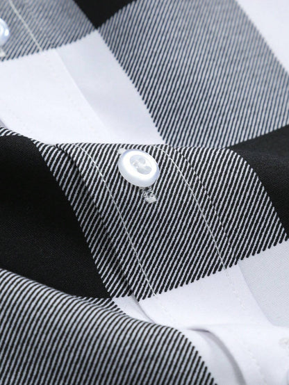 Manfinity Homme Men'S Plaid Urban Colorful Short Sleeve Shirt, for Husband