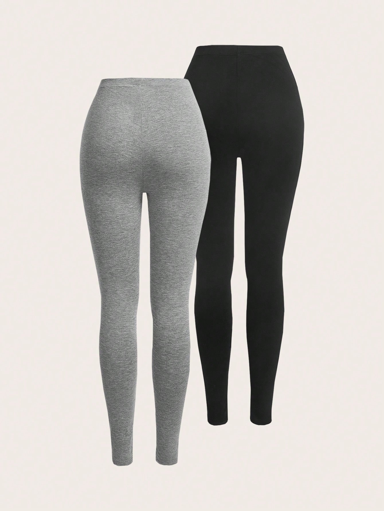 SHEIN Ezwear 2Pcs Solid Elastic Waist Leggings