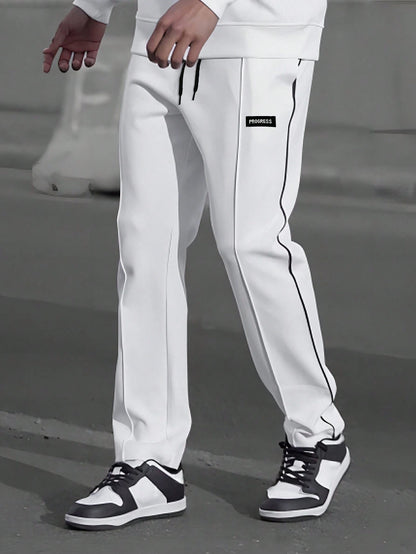 Manfinity Hypemode Men'S Loose Fit Sweatpants with Patch Detail and Drawstring Waist Straight Leg Long Sweat Pants Going Out Casual Boyfriend Gift