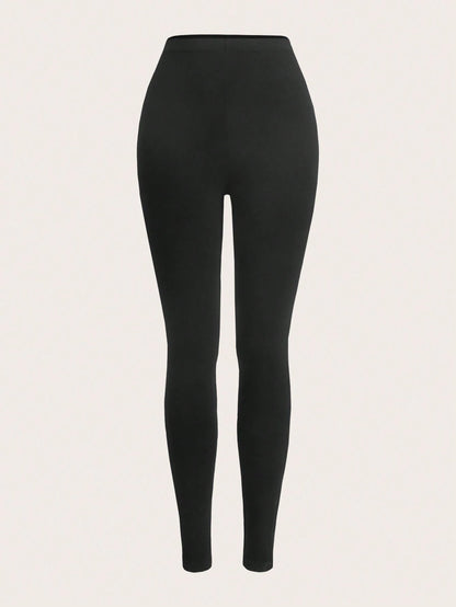 SHEIN Ezwear 2Pcs Solid Elastic Waist Leggings